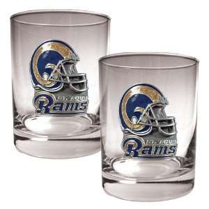 St Louis Rams 2pc Rocks Glass Set   Helmet Logo: Sports 