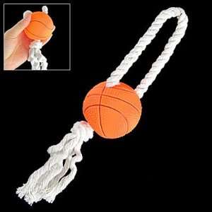   Basketball White Braided Rope Pet Dog Chew Tug Toy: Toys & Games