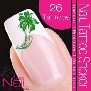  Nail Tattoo Sticker Blossom / Flower   green Beauty