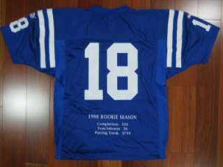   Colts Peyton Manning Rookie STATS jersey 50 PUMA BLUE PRO Line  