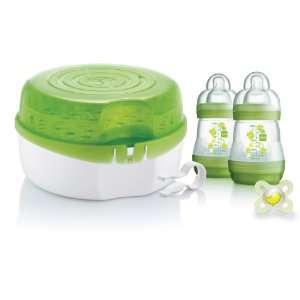    MAM Microwave Steam Steriliser, Bottles & Dummy Green Baby