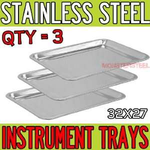 LOT 12.5 x 10.5 Stainless Steel Tray Medical Tattoo Dental Piercing 