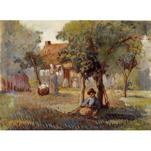 Oil Painting Family Garden Camille Pissarro Hand Painted Art  