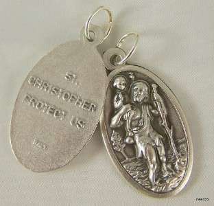 Silver Relic Medal Saint St Christopher Pendant Italy  