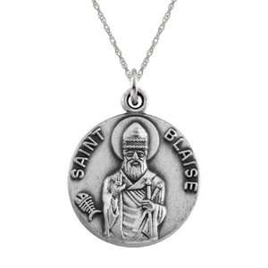 St. Blaise pendant medal   sterling silver