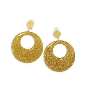 Lets Party By Forum Novelties Inc Gold Glitter Earrings / Silver   One 
