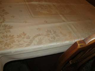 VINTAGE SQUARE PEACH DAMASK TABLECLOTH 53 X 53  