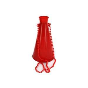 8in red megaphone with bead necklaces   Pack of 24  