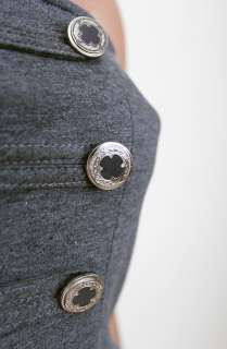   style double breasted metal buttons front elastic band at back