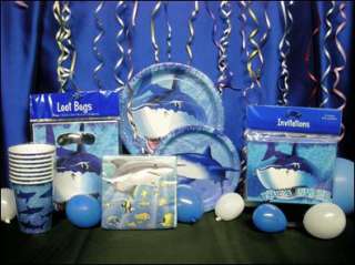 Shark Splash Party Set Plates Napkins Cups Invites Loot 56 Pieces # 6 
