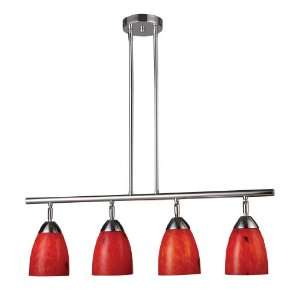  Celina 4 Light Linear In Polished Chrome And Fire Red 
