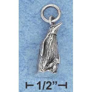   Silver Antiqued 3D Penguin Mother & Baby Charm Arts, Crafts & Sewing