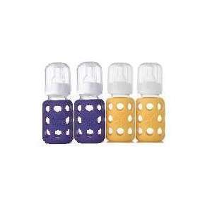   Glass Baby Bottles 4 Pack (4 oz. Royal Purple & Yellow): Baby