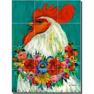  Floral Rooster by Bonnie Siebert   Rooster Chicken Ceramic 