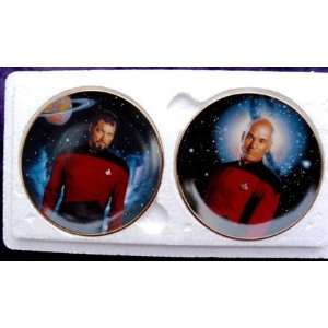  STAR TREK TNG Mini Plates, Picard & Riker 