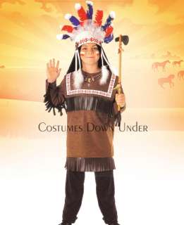 Children Boys Indian Cherokee Warrior Costume Med 6 8 10  
