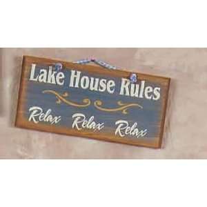  Lake House Rules Distressed Wood 12 Rustic Sign 