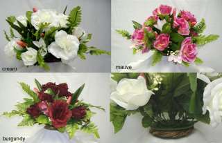 BURGUNDY Rose Silk Flowers Wedding Table Centerpiece  