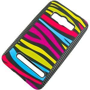  Hybrid Case for HTC EVO 4G, Zebra Stripes (Rainbow/Black 