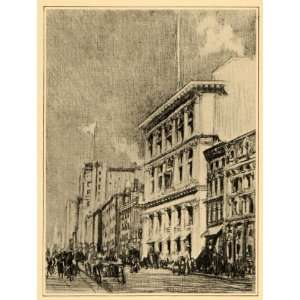  1909 Joseph Pennell T&Co Fifth Avenue NYC Print   Original 
