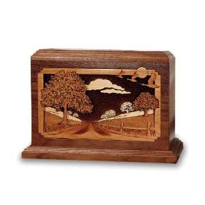  Country Lane Dimensional Wood Cremation Urn   Engravable 