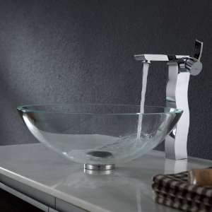   12mm 14600CH Crystal Clear Glass Vessel Sink and Sonus Faucet, Chrome