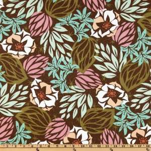  44 Wide Desert Blooms Chocolate/Aqua Fabric By The Yard 