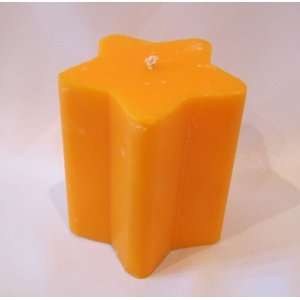  Hand Poured Star Smooth Pillar 3.5x3 Wax Candle, Orange 