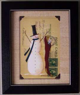 Snowman Stocking Postcard Christmas Framed Print  