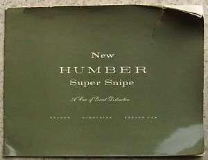 HUMBER SUPER SNIPE Range LF Sales Brochure c1960 #737/H  