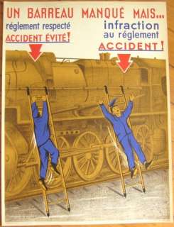 Early SNCF French Railroad Train Safety Poster 4  
