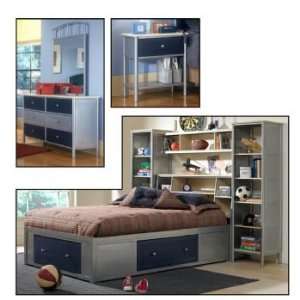 Universal Twin Platform Storage Bed with Bookcase Headboard & Wall 