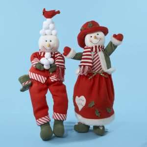   Sitting Plush Snowman Couple Christmas Decorations 24