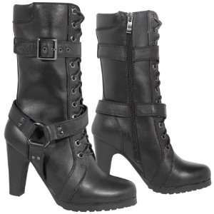   LU8003 Womens Fashion Buckle and Harness Motorcycle Boots   Size  8
