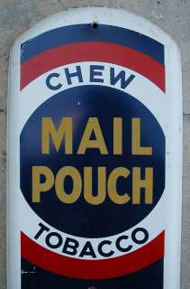Vtg. Old 1950s? MAIL POUCH Chew Tobacco Metal THERMOMETER SIGN~39x8 in 
