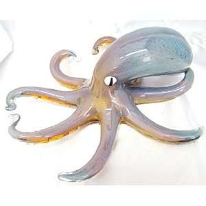  New Hand Blown Glass Brown and Silver Colored Octopus 
