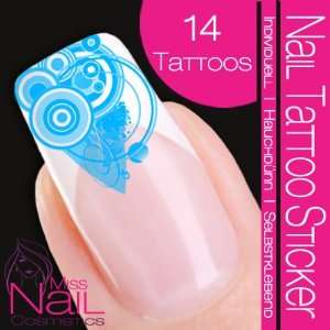    Nail Tattoo Sticker Deco Corner / Circle   turquoise: Beauty