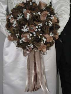Chocolate /Truffle & Mocha Rose Wedding Bouquet Set 18 pcs ♥ Candle 