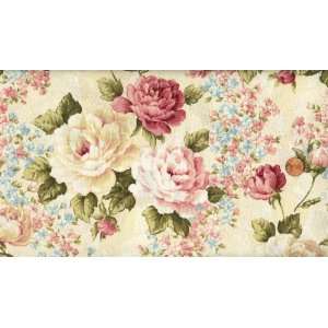 Clothworks Clarabelle Roses on Cream Cotton Fabric By 