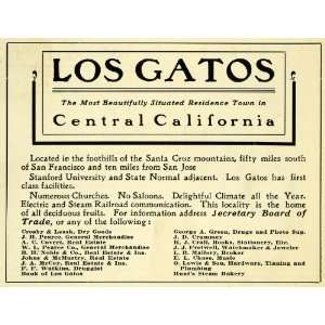  1908 Ad Los Gatos California Chamber Commerce Stanford 