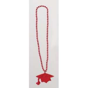  Graduation Bead Necklaces   Classic Red 