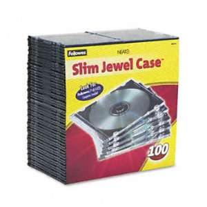  Fellowes Thin Jewel Case Clear/Black 100/Pack Includes 