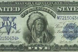 1899 $5.00 *CHIEF* Silver Certificate   BEAUTIFUL Note  
