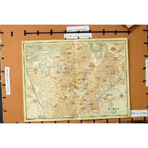  MAP 1914 STREET PLAN TOWN NIMES FRANCE MONT CAVALIER