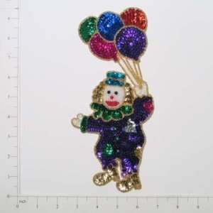  Clown With Balloons Sequin Applique   Purple Multi   Large 