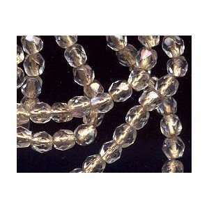  4mm Faceted Round Glass   Crystal AB, Brass Lined: Arts 