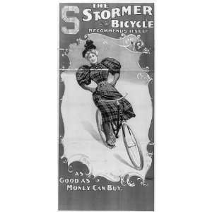  Stormer Bicycle,woman riding Bicycle,c1896,Storbridge 
