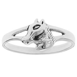  Sterling Silver Womens Horse Head Ring: Jewelry