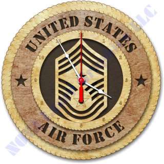 USAF E9 Command Chief Master Sergeant Birch Wall Clock  