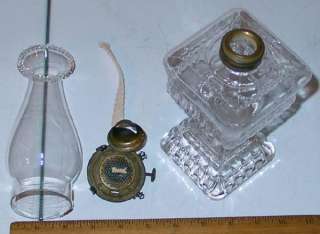 HTF Small EAPG Adams US Glass Crystal Wedding Stand Oil Lamp SPARKLING 